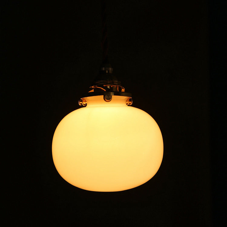 Vintage Hanglamp Goud met Glazen Kap E26 - Retro Koperen Verlichting voor Woonkamer en Eettafel
