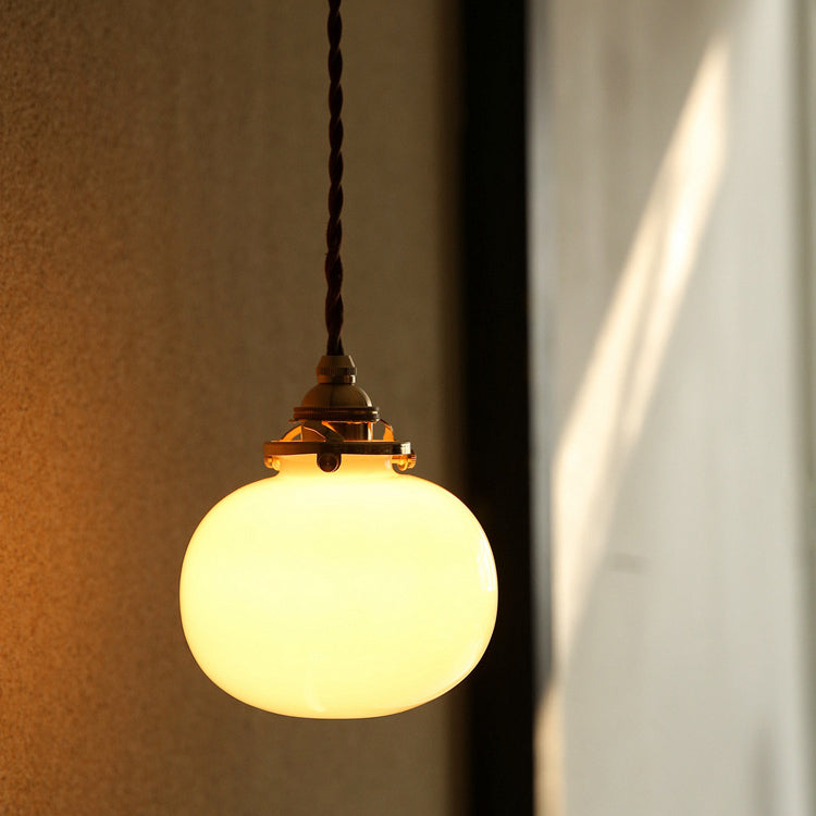 Vintage Hanglamp Goud met Glazen Kap E26 - Retro Koperen Verlichting voor Woonkamer en Eettafel