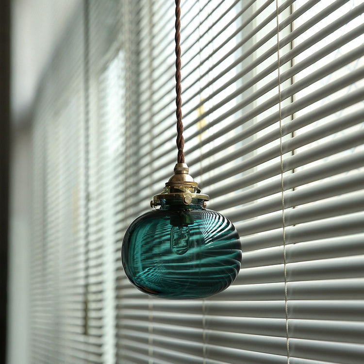 Vintage Hanglamp Goud met Glazen Kap E26 - Retro Koperen Verlichting voor Woonkamer en Eettafel
