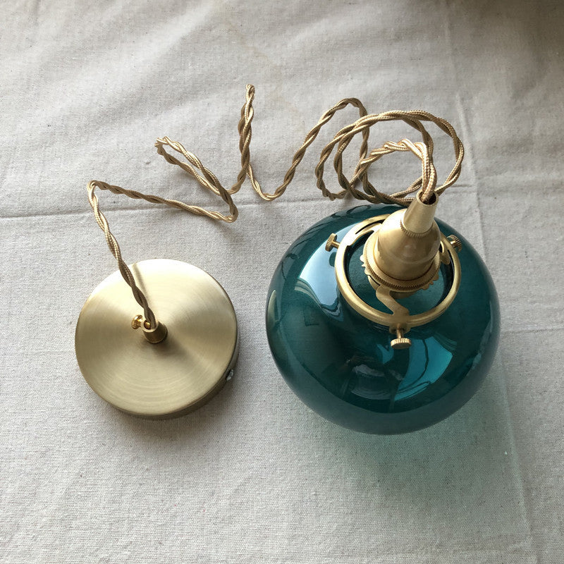 Vintage Hanglamp Goud met Glazen Kap E26 - Retro Koperen Verlichting voor Woonkamer en Eettafel