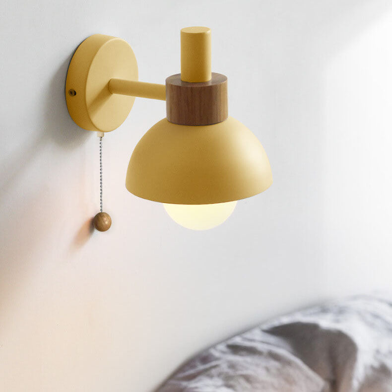 Wandlamp met Trekkoord en Bolvormige Kap voor Slaapkamer Leeshoek Woonkamer Sfeerlicht Scandinavisch