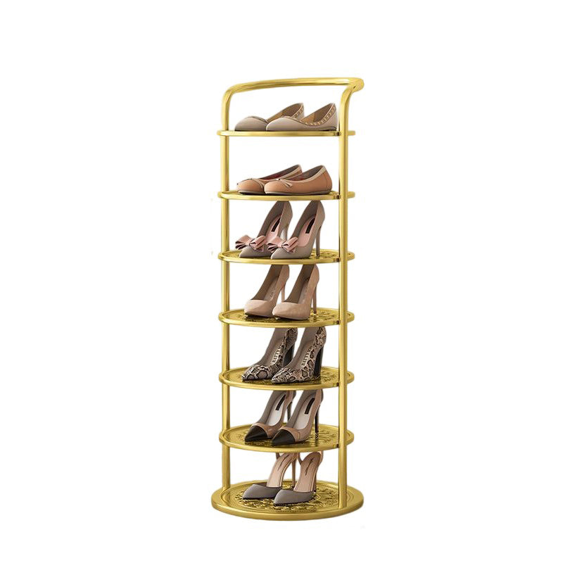 Rond Schoenenrek Meerlaags Verticaal Staal Hal Slaapkamer Garderobekast Opbergruimte Minimalistisch Design