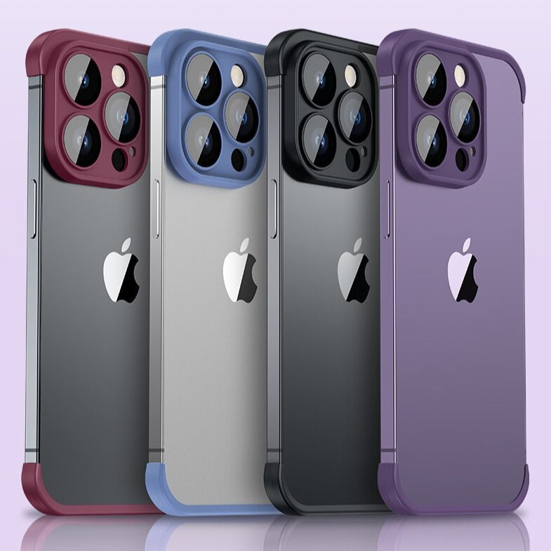 Minimalistische iPhone Beschermframes Boven Onder Camera Metaal Siliconen 6 Kleuren Draadloos Laden Stijlvol
