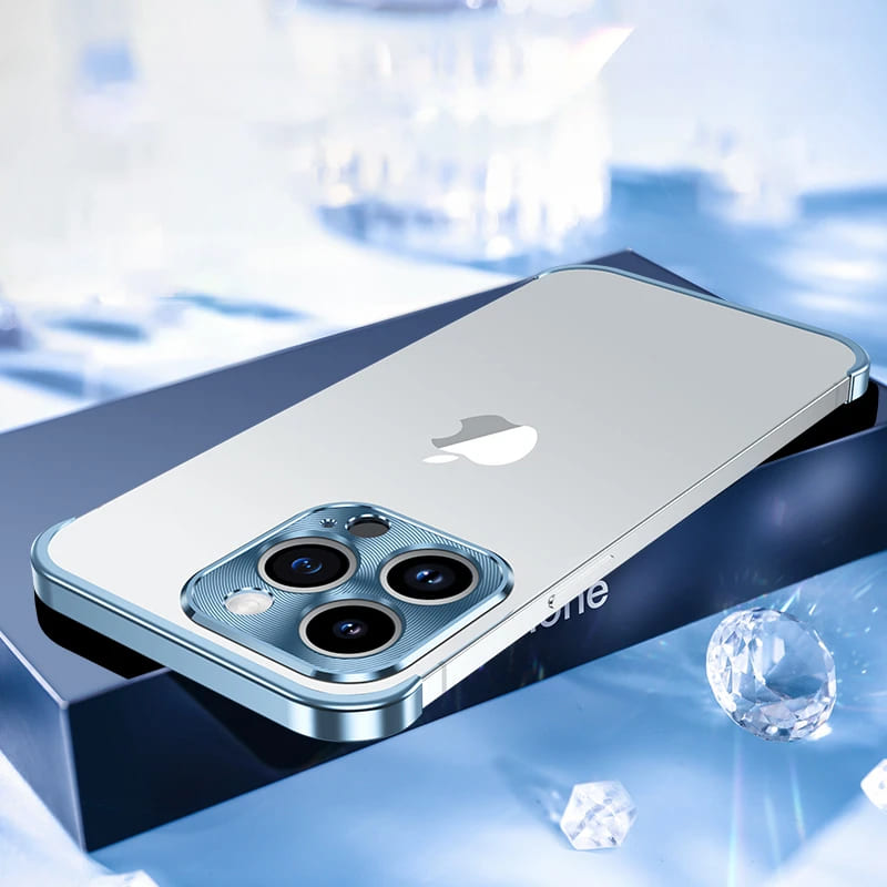 Minimalistische iPhone Beschermframes Boven Onder Camera Metaal Siliconen 6 Kleuren Draadloos Laden Stijlvol