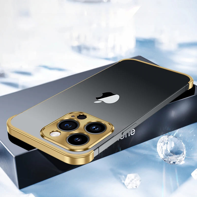 Minimalistische iPhone Beschermframes Boven Onder Camera Metaal Siliconen 6 Kleuren Draadloos Laden Stijlvol