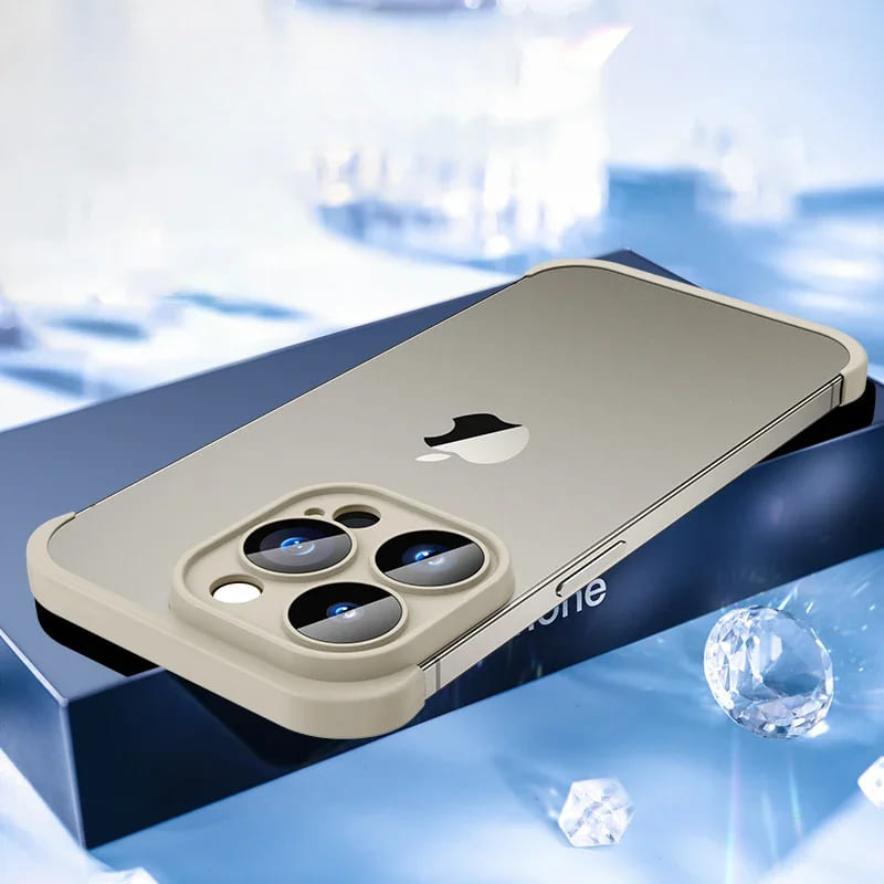 Minimalistische iPhone Beschermframes Boven Onder Camera Metaal Siliconen 6 Kleuren Draadloos Laden Stijlvol