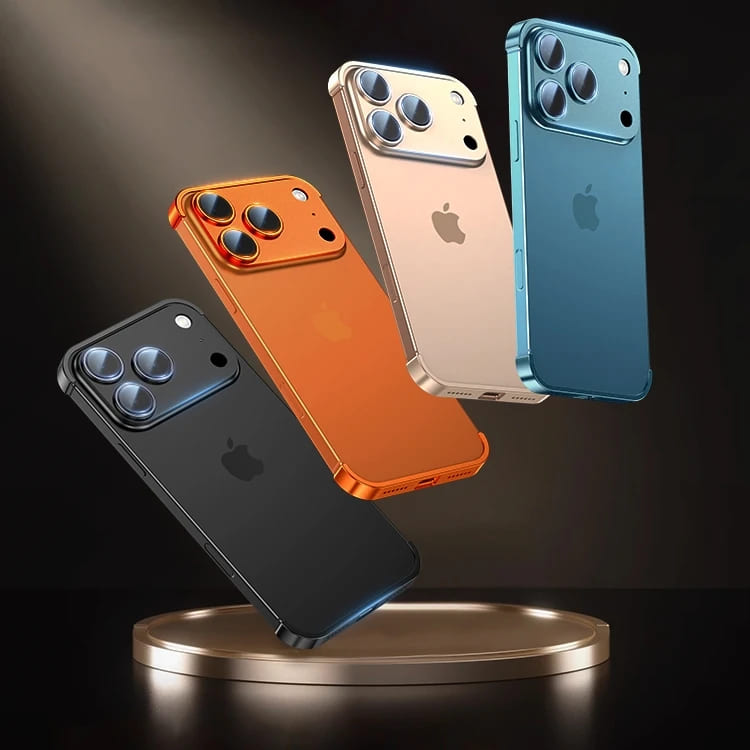 Minimalistische iPhone Beschermframes Boven Onder Camera Metaal Siliconen 6 Kleuren Draadloos Laden Stijlvol