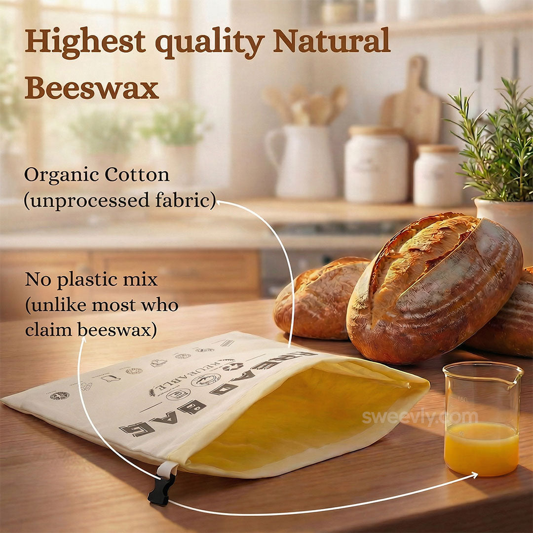 Herbruikbare Broodbuidel met 100% Biologisch Bijenwas - Duurzame Bewaarzak van Bio-Katoen