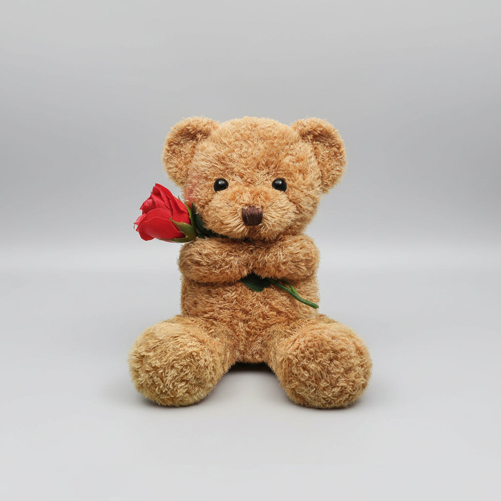 Knuffel Teddybeer met Roos Pluche Romantisch Cadeau Zachte Beer Liefdesgeschenk Valentijn Verjaardag