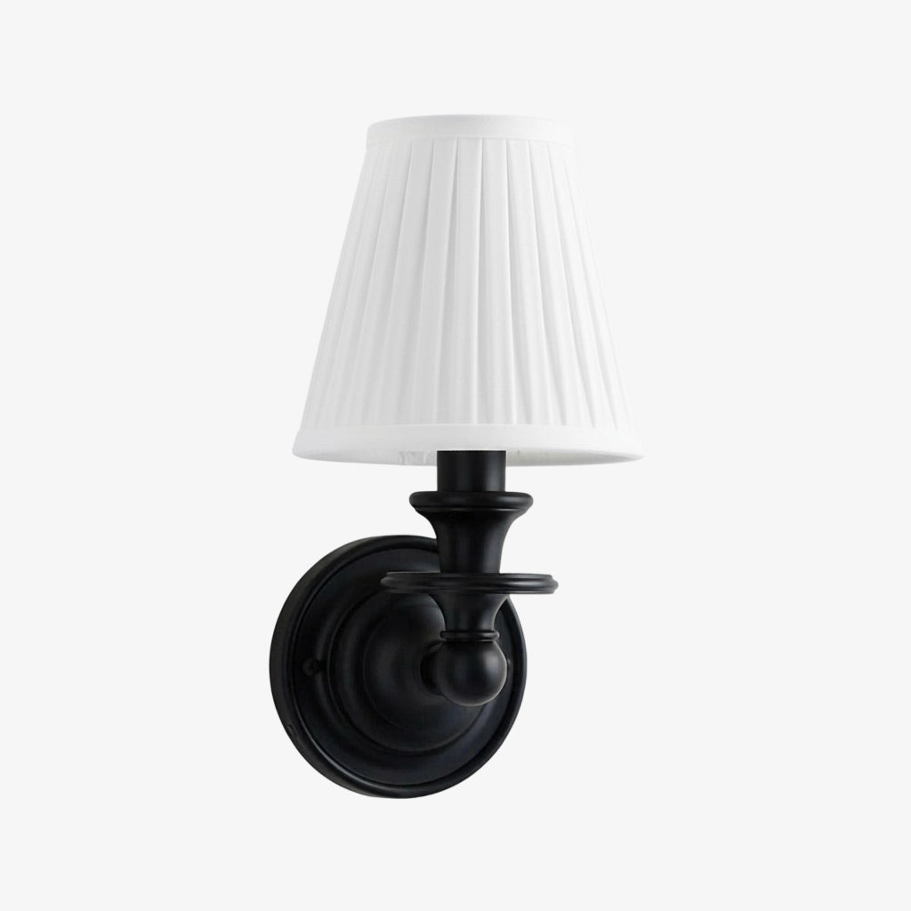 Wandlamp met stoffen kap en zwanenhalsarm - smeedijzeren armatuur met verstelbare leeslamp
