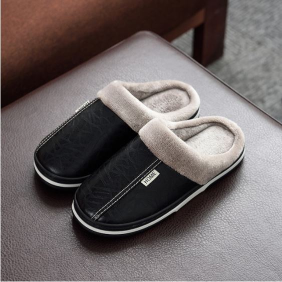 Warme Winterpantoffels Unisex Waterdicht PU Leer Antislip Memory Foam Binnenschoenen Heren Dames Comfort