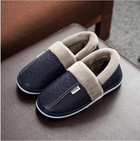 Warme Winterpantoffels Unisex Waterdicht PU Leer Antislip Memory Foam Binnenschoenen Heren Dames Comfort