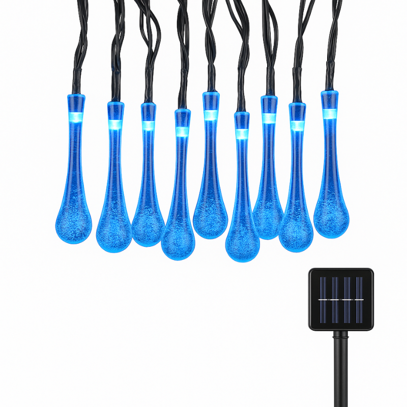 Solar LED Lichtsnoer 30 Lampjes Waterdicht Tuinverlichting 8 Standen Druppelvorm Terras Balkon Decoratie