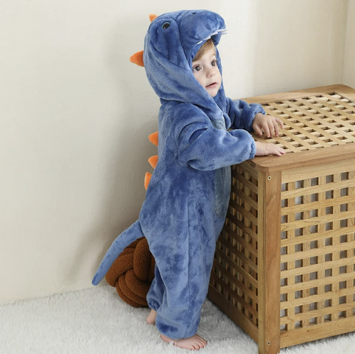 Baby Onesie Dierenpakje Panda Dinosaurus Tijger Muis - Zachte Fleece Jumpsuit Babykleding Romper 0-4 Jaar
