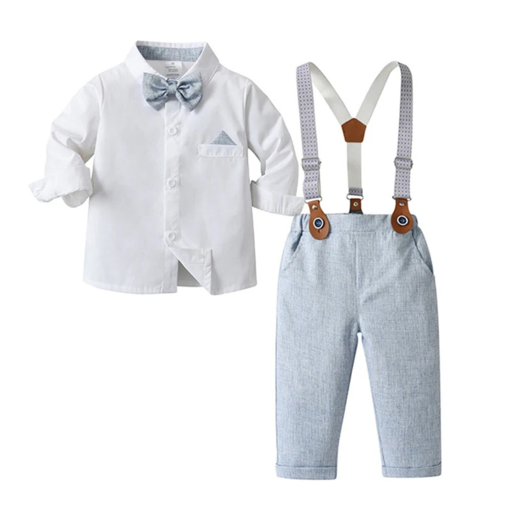 3-Delig Jongenspak met Blauw Overhemd, Gilet en Broek voor Feestelijke Gelegenheden, Ceremonies en Bruiloften
