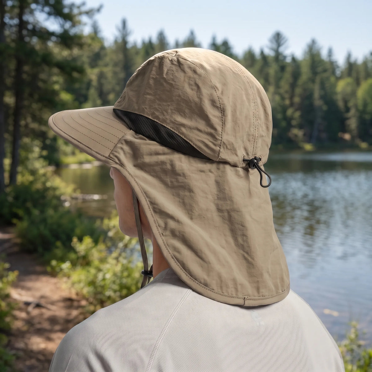 Wandelhoed met Nekbescherming UPF 50+ Brede Rand Ademend Mesh Verstelbaar Outdoor Zonbescherming Zomerhoed