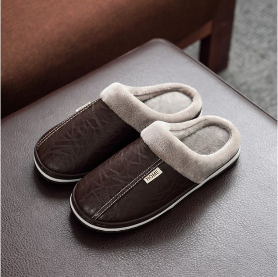 Warme Winterpantoffels Unisex Waterdicht PU Leer Antislip Memory Foam Binnenschoenen Heren Dames Comfort