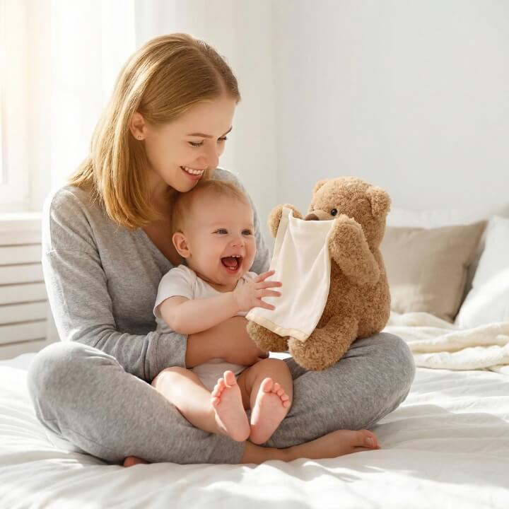 Interactieve Knuffelbeer Peek-a-boo Polyester Pluche 30cm 6 Zinnen Beweegbare Armen Baby Speelgoed Buikligtijd Kraamcadeau AAA Batterij