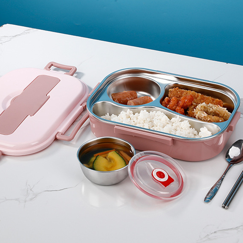 Thermische Lunchbox Roestvrij Staal - Bentobox met Vakken - Lekvrij Isolerend voor Werk School Picknick