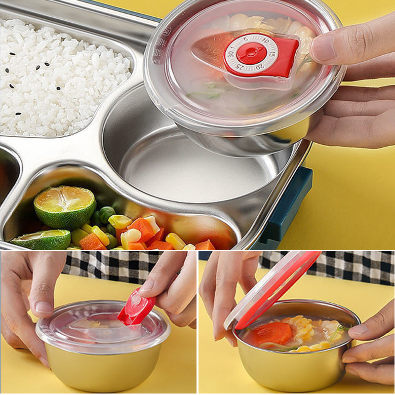 Thermische Lunchbox Roestvrij Staal - Bentobox met Vakken - Lekvrij Isolerend voor Werk School Picknick