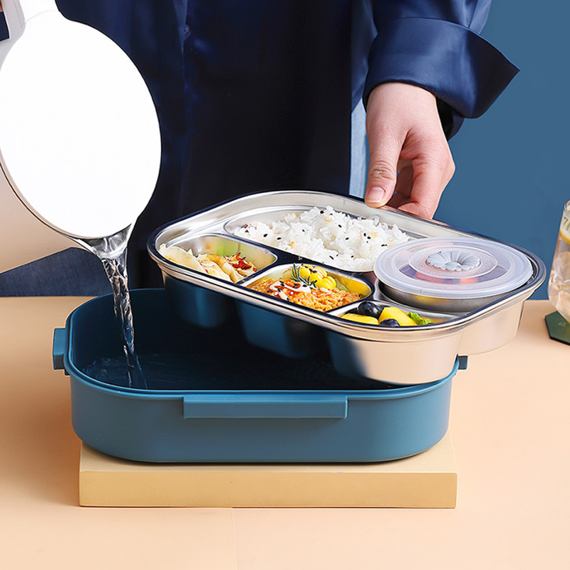 Thermische Lunchbox Roestvrij Staal - Bentobox met Vakken - Lekvrij Isolerend voor Werk School Picknick