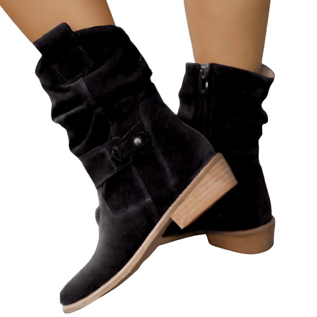 Dames Enkellaarzen Wildlederlook met Zachte Zool Antislip Profiel 3cm Hak Comfortabel Herfst Winter Dagelijks
