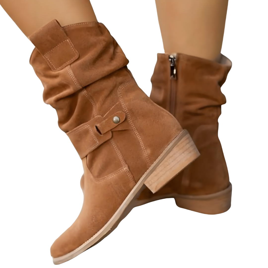 Dames Enkellaarzen Wildlederlook met Zachte Zool Antislip Profiel 3cm Hak Comfortabel Herfst Winter Dagelijks