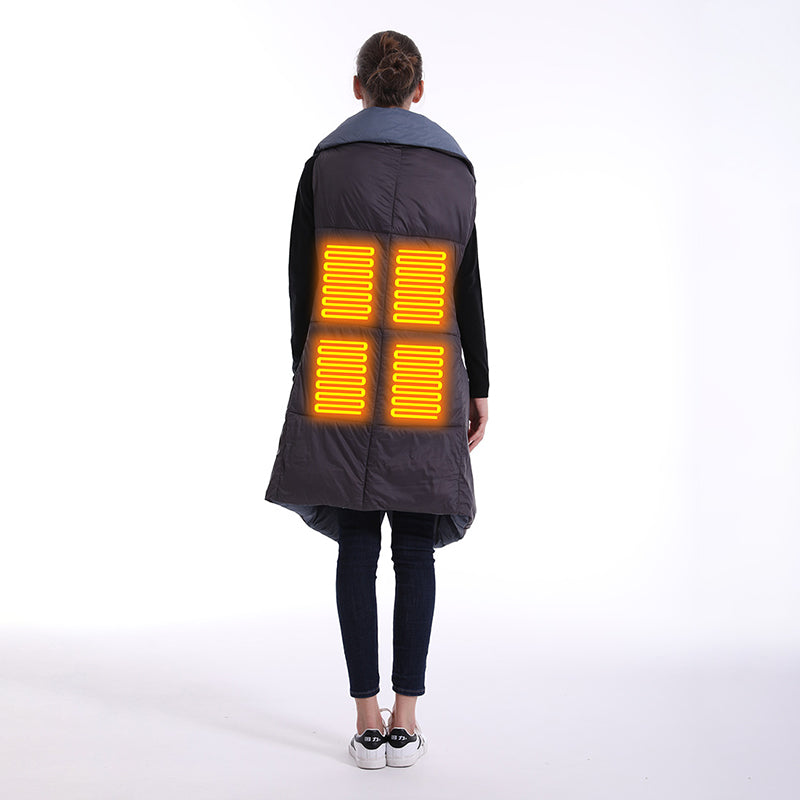 Draagbare Verwarmde Deken met Capuchon Gevoerd Fleece Oversized Omslagdeken Lounge Relaxplaid voor Huis