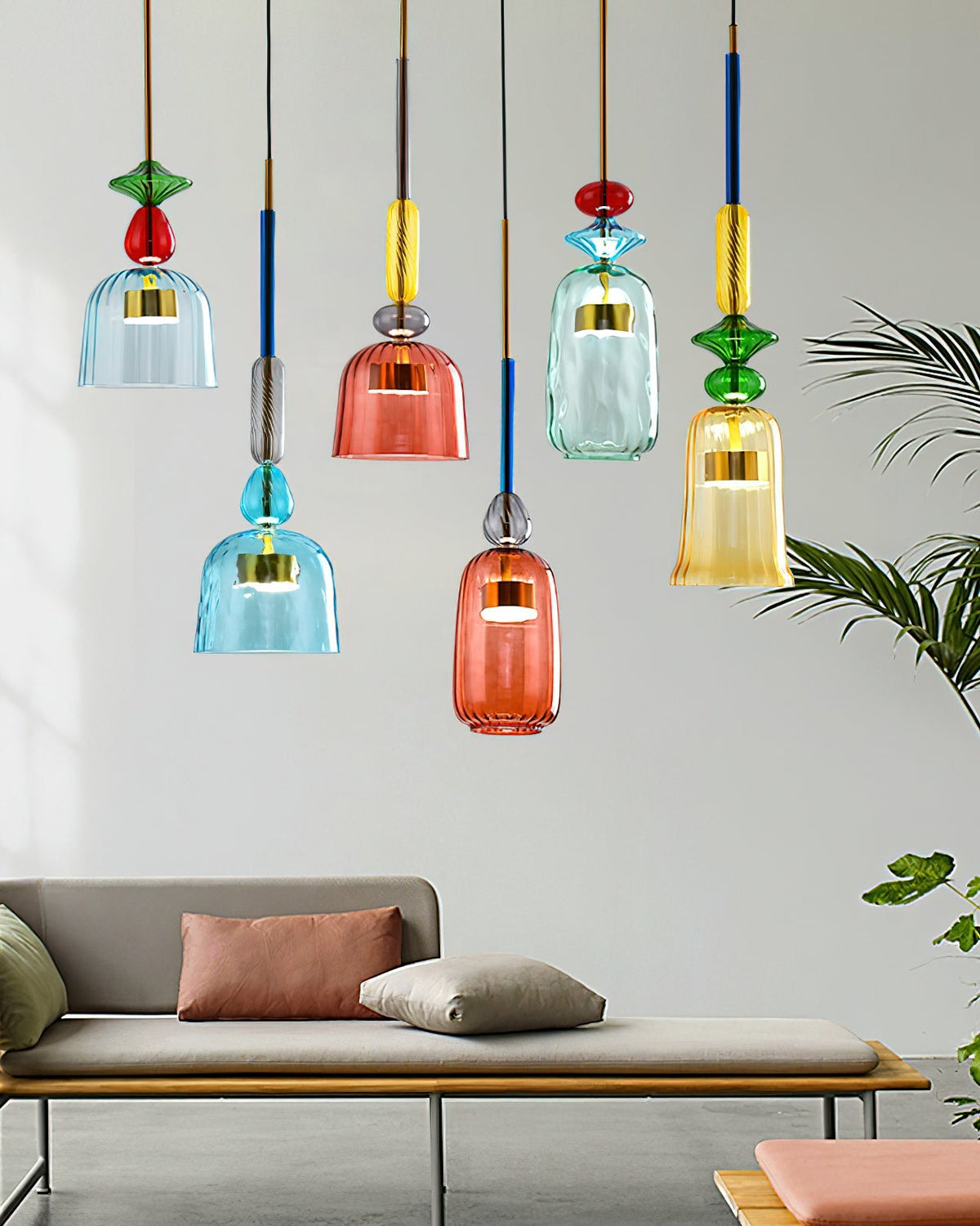 Glazen Hanglamp met Gekleurde Kap - Scandinavisch Verlichtingsdesign met Geïntegreerde LED - Macaron Jar Pendant Light