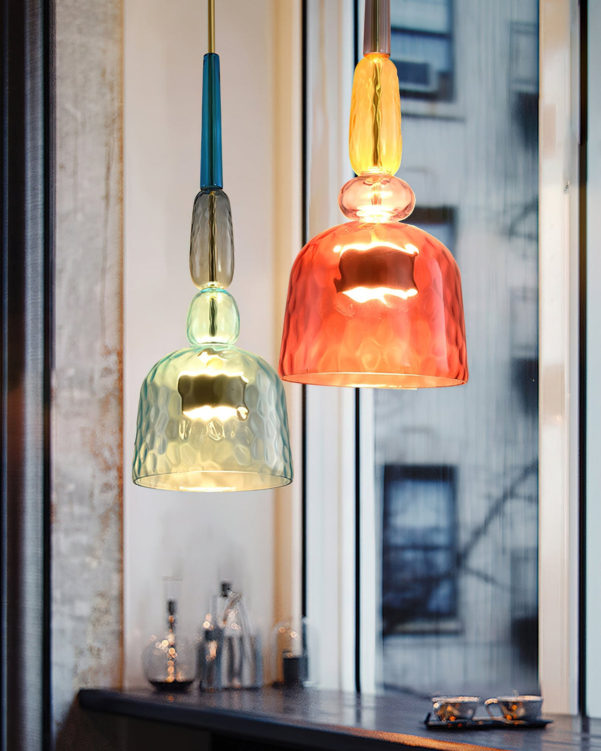 Glazen Hanglamp met Gekleurde Kap - Scandinavisch Verlichtingsdesign met Geïntegreerde LED - Macaron Jar Pendant Light