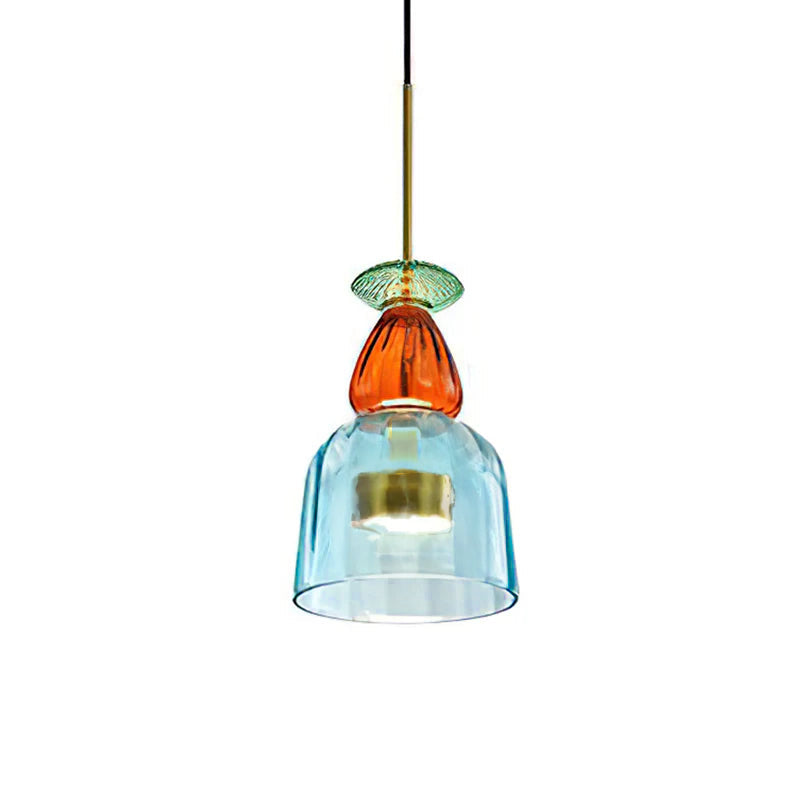Glazen Hanglamp met Gekleurde Kap - Scandinavisch Verlichtingsdesign met Geïntegreerde LED - Macaron Jar Pendant Light