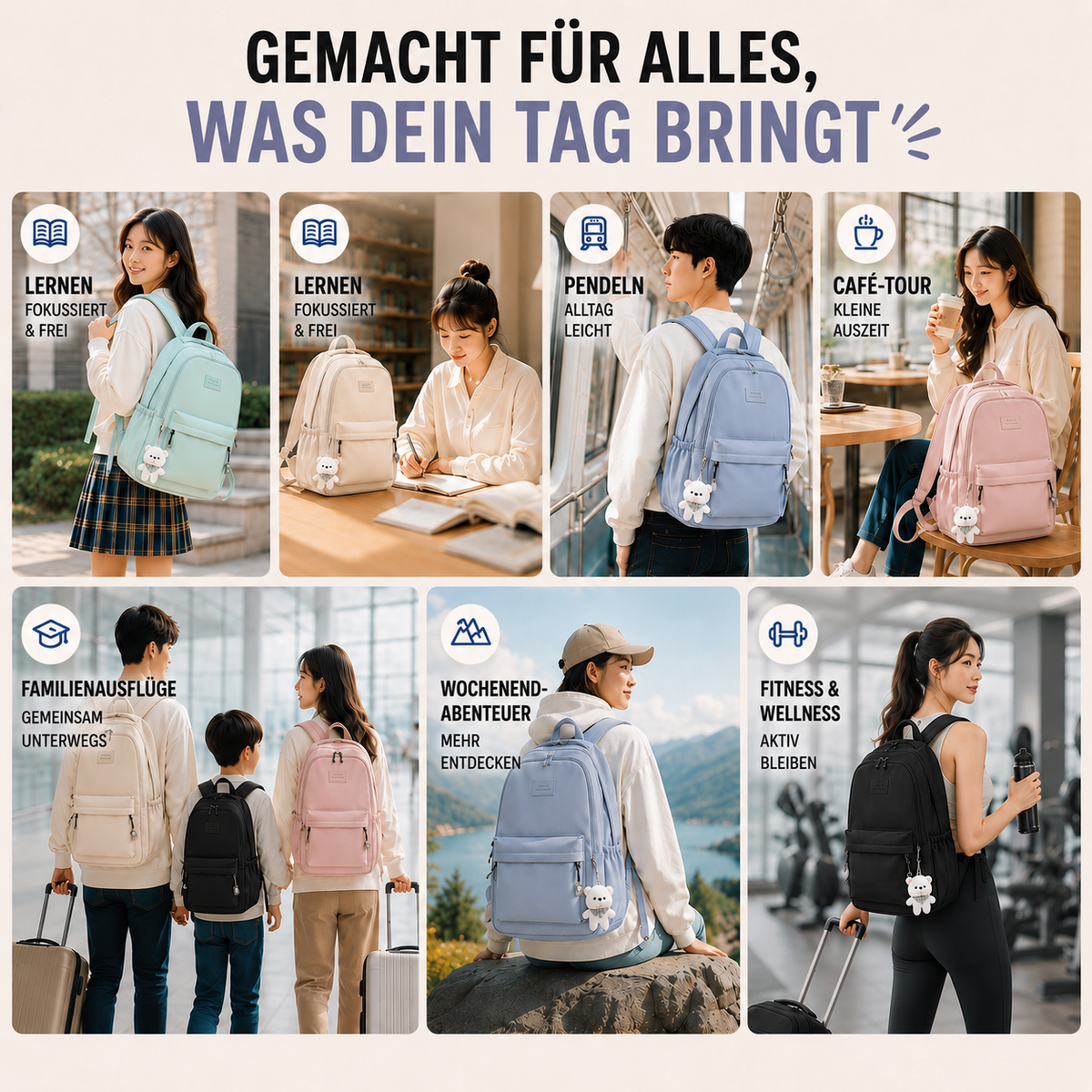 Dagelijkse Rugzak met Laptopvak Nylon 20-35L Gepolsterde Schouderbanden Ergonomisch Comfortabel Reizen Studie