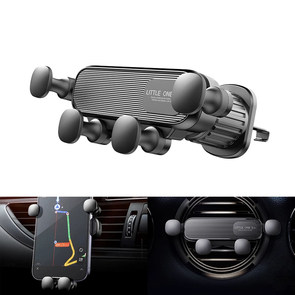 Telefoonhouder Auto Ventilatierooster Universeel 5-Punts Klemhouder Zwart Zilver Rood Wit Smartphone