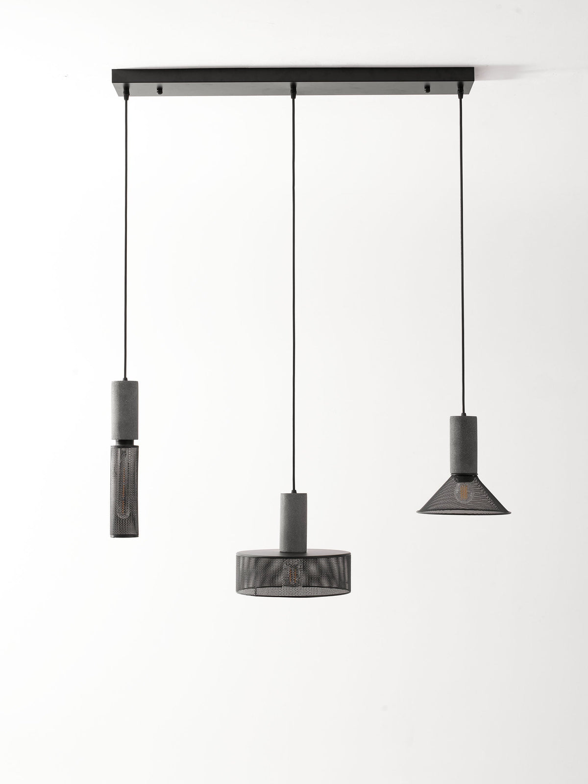 Beton Hanglamp Industrieel Cilinder Metaal Zwart Grijs E27