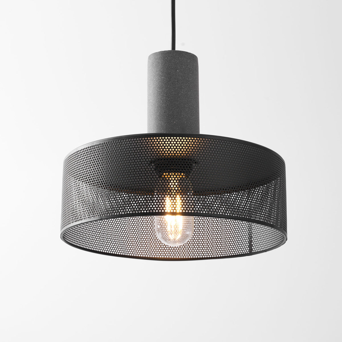 Beton Hanglamp Industrieel Cilinder Metaal Zwart Grijs E27