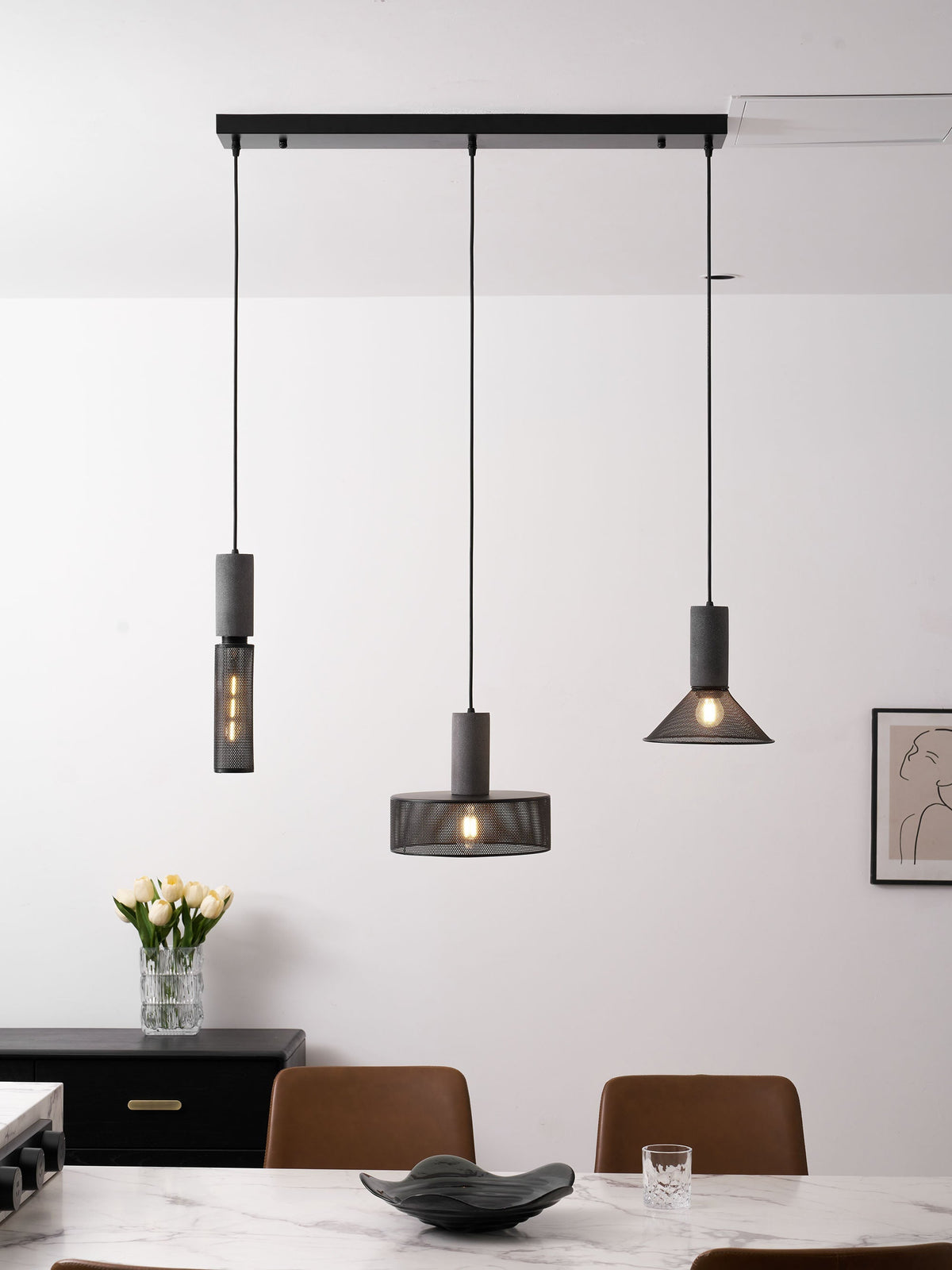 Beton Hanglamp Industrieel Cilinder Metaal Zwart Grijs E27