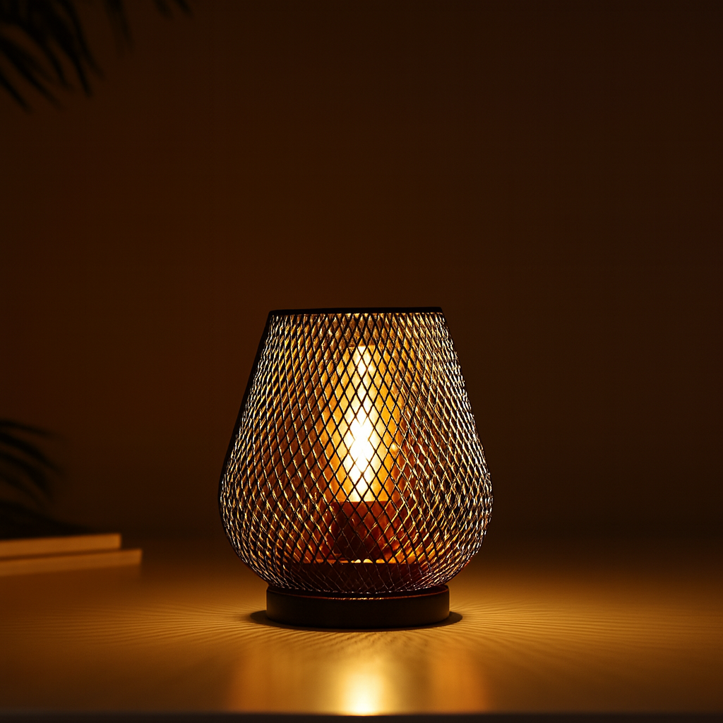 Draadloze Metalen Tafellamp met Warm LED-licht en Sierlijk Patroon - Sfeerlicht voor binnen & buiten