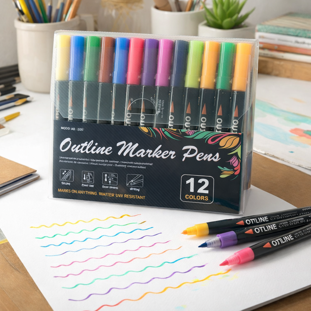 Metallic Stiften Set 12 Kleuren voor Papier Glas Kunststof Creatief Tekenen Knutselen DIY Projecten Hobby