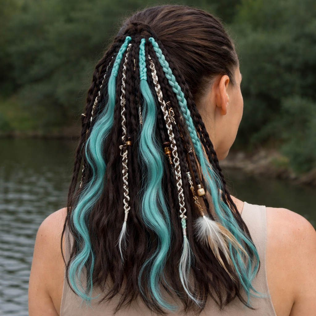 Bohemian Haarextensie Paardenstaart 50cm Synthetisch Haar 8 Dreadlock Strengen Gekleurd Vlecht Accessoire