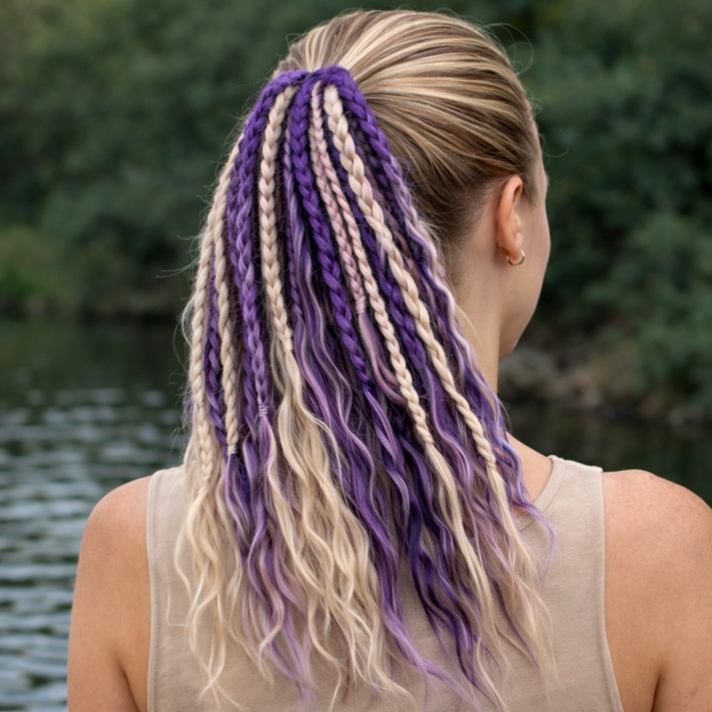 Bohemian Haarextensie Paardenstaart 50cm Synthetisch Haar 8 Dreadlock Strengen Gekleurd Vlecht Accessoire