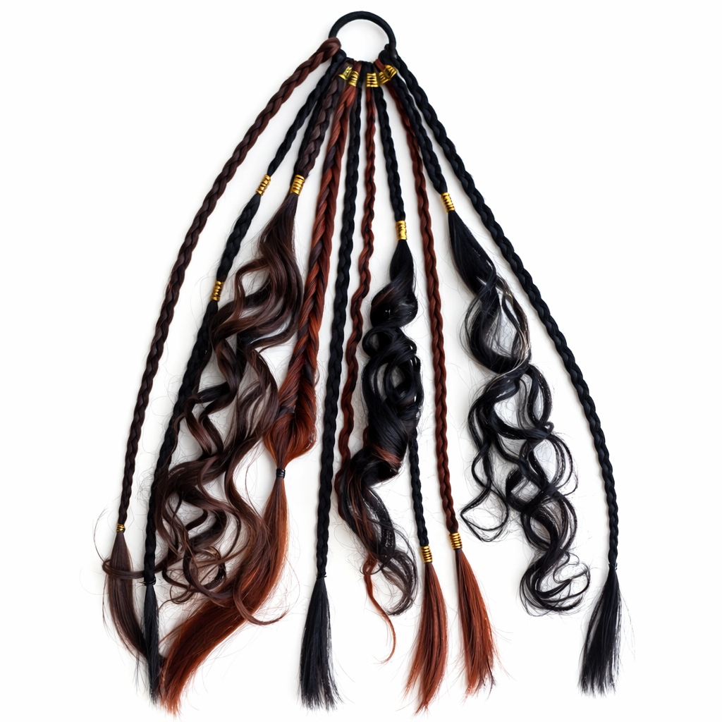 Bohemian Haarextensie Paardenstaart 50cm Synthetisch Haar 8 Dreadlock Strengen Gekleurd Vlecht Accessoire