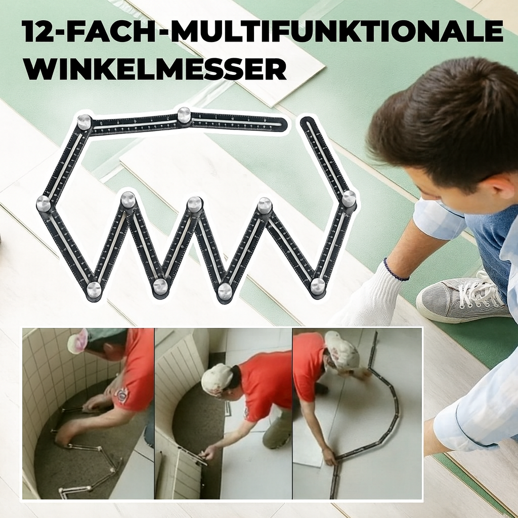Verstelbare hoekmeter voor doe-het-zelvers met 6 of 12 flexibele segmenten voor nauwkeurig opmeten van hoeken