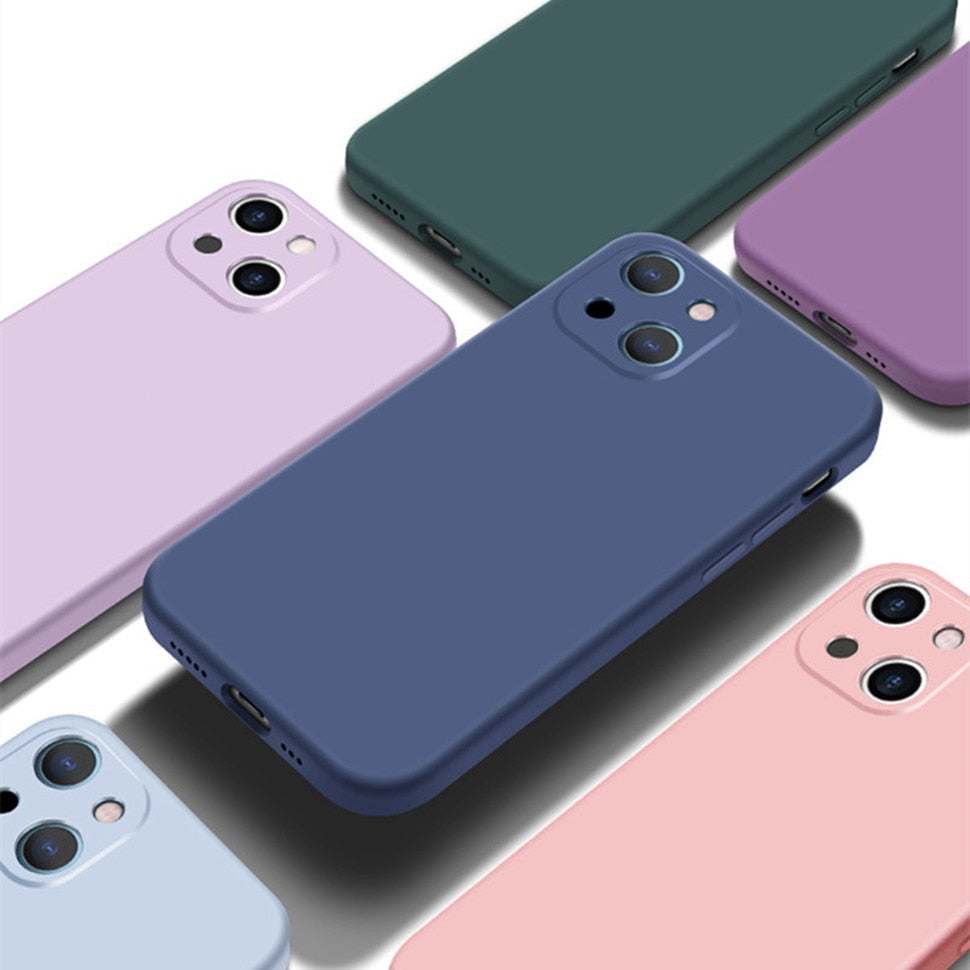 Vloeibaar Siliconen iPhone Hoesje met Schokdemping voor 14 15 16 17 Pro Max Modellen Klassieke Beschermhoes