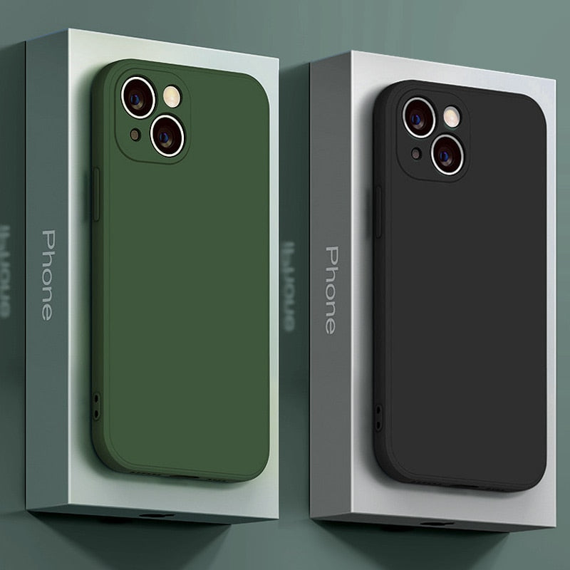 Vloeibaar Siliconen iPhone Hoesje met Schokdemping voor 14 15 16 17 Pro Max Modellen Klassieke Beschermhoes
