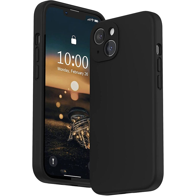 Vloeibaar Siliconen iPhone Hoesje met Schokdemping voor 14 15 16 17 Pro Max Modellen Klassieke Beschermhoes