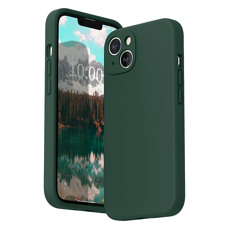 Vloeibaar Siliconen iPhone Hoesje met Schokdemping voor 14 15 16 17 Pro Max Modellen Klassieke Beschermhoes