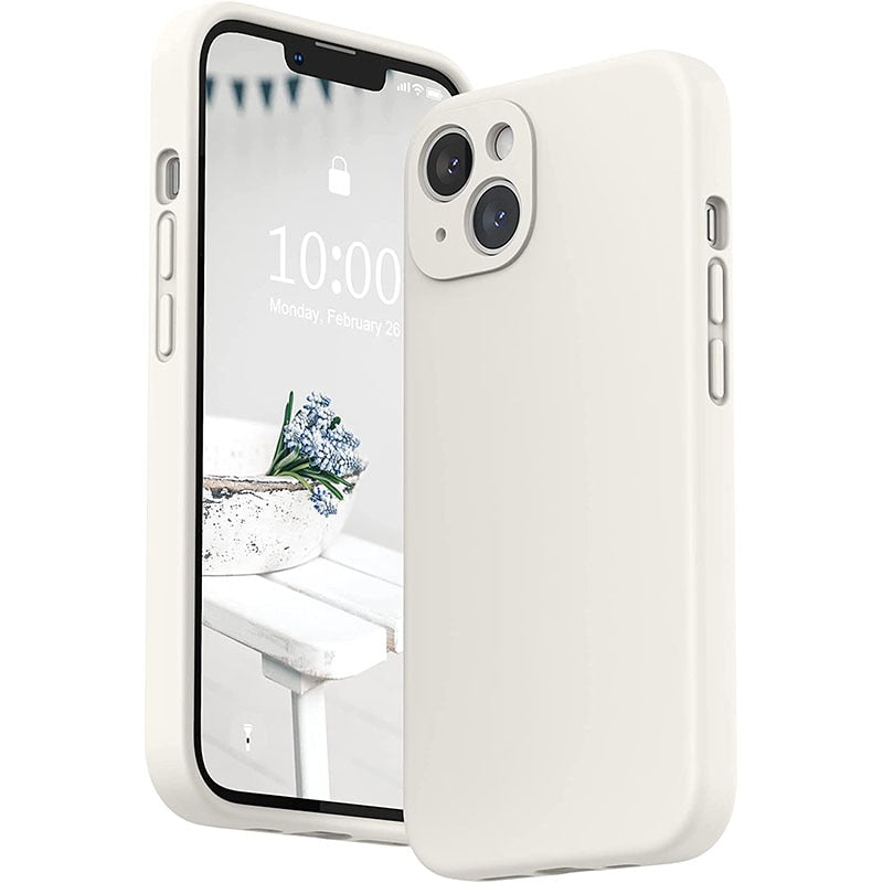 Vloeibaar Siliconen iPhone Hoesje met Schokdemping voor 14 15 16 17 Pro Max Modellen Klassieke Beschermhoes