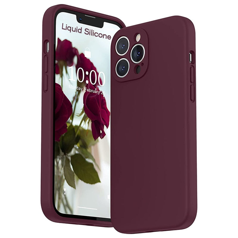 Vloeibaar Siliconen iPhone Hoesje met Schokdemping voor 14 15 16 17 Pro Max Modellen Klassieke Beschermhoes