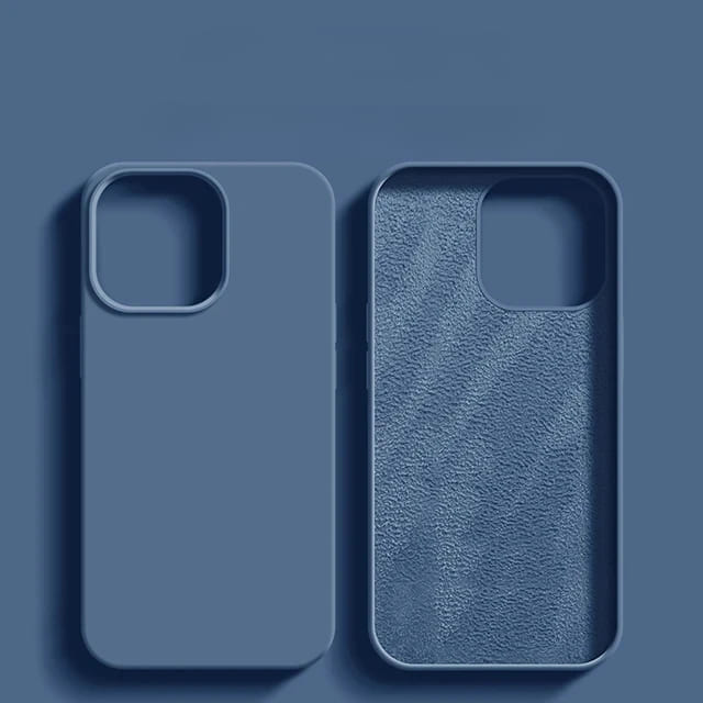 Vloeibaar Siliconen iPhone Hoesje met Schokdemping voor 14 15 16 17 Pro Max Modellen Klassieke Beschermhoes