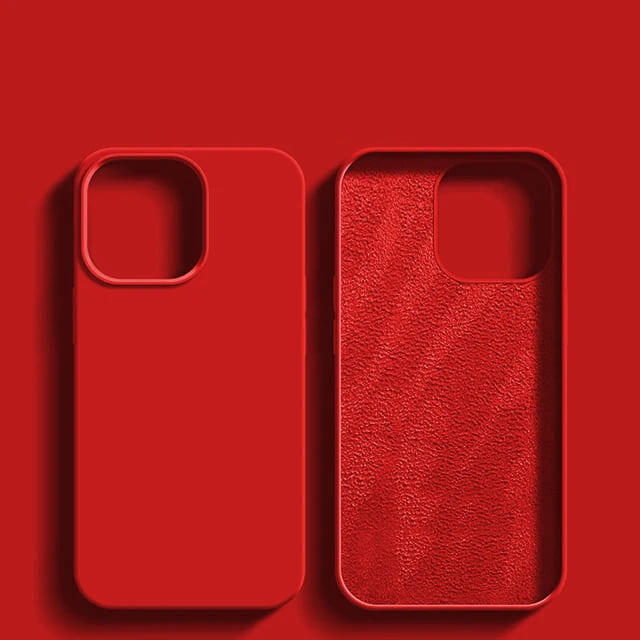 Vloeibaar Siliconen iPhone Hoesje met Schokdemping voor 14 15 16 17 Pro Max Modellen Klassieke Beschermhoes